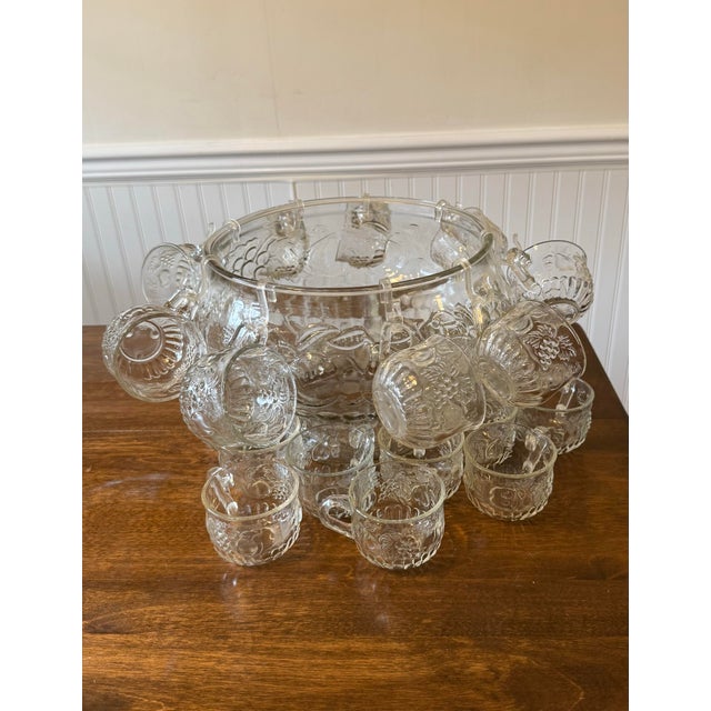 Mid 20th Century Jeanette Glass Fruit Pattern Punch Bowl Set - 34pcs For Sale - Image 12 of 12