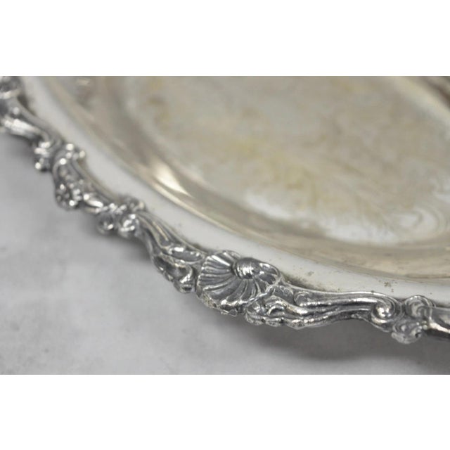 Vintage Victorian Style Silver Plated Oval 13.5" Trinket Serving Dish (A) For Sale - Image 10 of 17