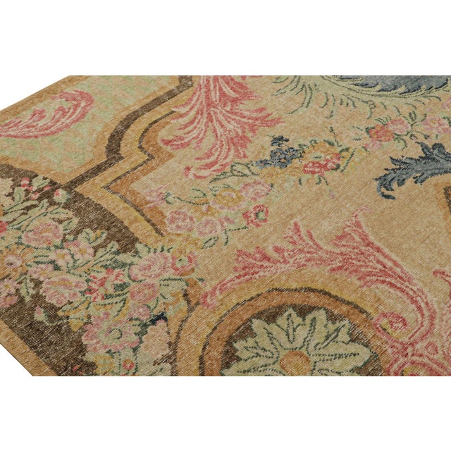 Contemporary Rug & Kilim’s Contemporary Rug With Floral Patterns in Green Blue and Pink For Sale - Image 3 of 7