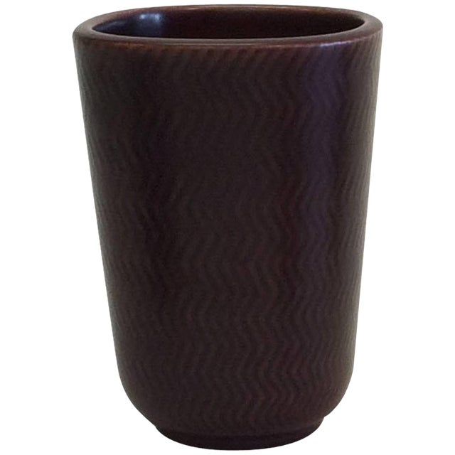 Vintage Red Faience Marselis Vase by Nils Thorsson, 1950s For Sale