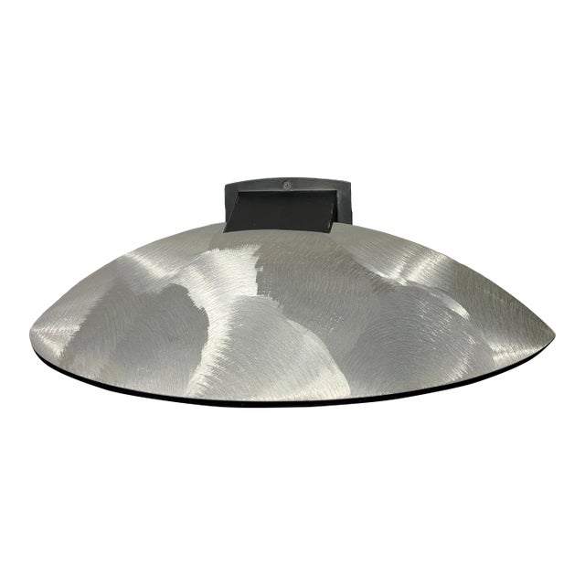 1980s Ron Rezek 17" Brushed Metal Architectural Sconce From Municipal Building For Sale