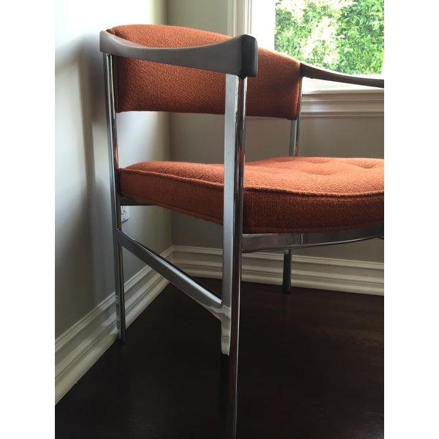 Milo Baughman Attributed Chrome and Walnut Dining Chairs - Set of 8 For Sale - Image 4 of 10
