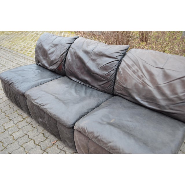 Black Vintage Modular Sectional Sofa in Leather from Laauser, 1970s, Set of 3 For Sale - Image 8 of 18