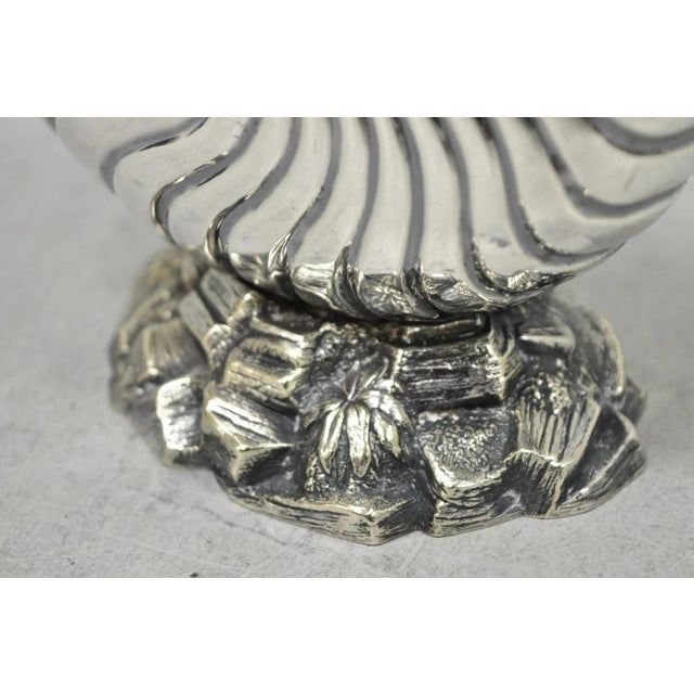 Metal Antique Victorian Silver Plated Nautilus Figural Shell Form Spoon Warmer For Sale - Image 7 of 15
