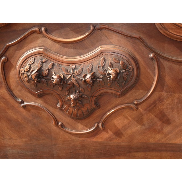 Bed Frame ~ Antique French Louis XVI Brown Headboard Fb & Rails For Sale - Image 11 of 13