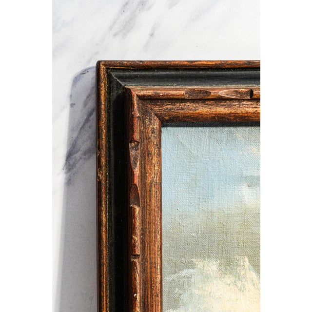 Sky Blue Wonderful Framed Vintage Mid Century Seascape Ocean Coastal Oil Painting Home Wall Decor For Sale - Image 8 of 10