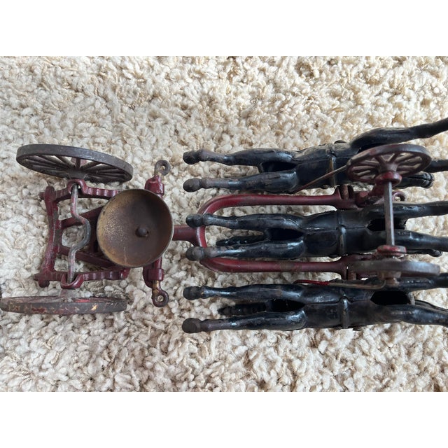 Antique 18” Cast Iron Three Horse Steam Pumper Toy. (Kenton/Hublet Style) For Sale - Image 4 of 5