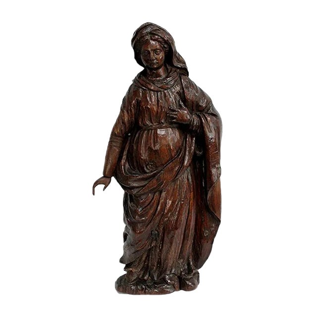 Oak Statue of a Saint, 19th Century For Sale