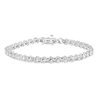 10K White Gold 3.00 Cttw Miracle Set Diamond Bezel Link Style Tennis Bracelet (H-I Color, I2-I3 Clarity) - 7.5" For Sale