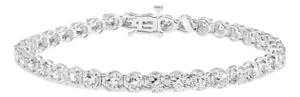 10K White Gold 3.00 Cttw Miracle Set Diamond Bezel Link Style Tennis Bracelet (H-I Color, I2-I3 Clarity) - 7.5"