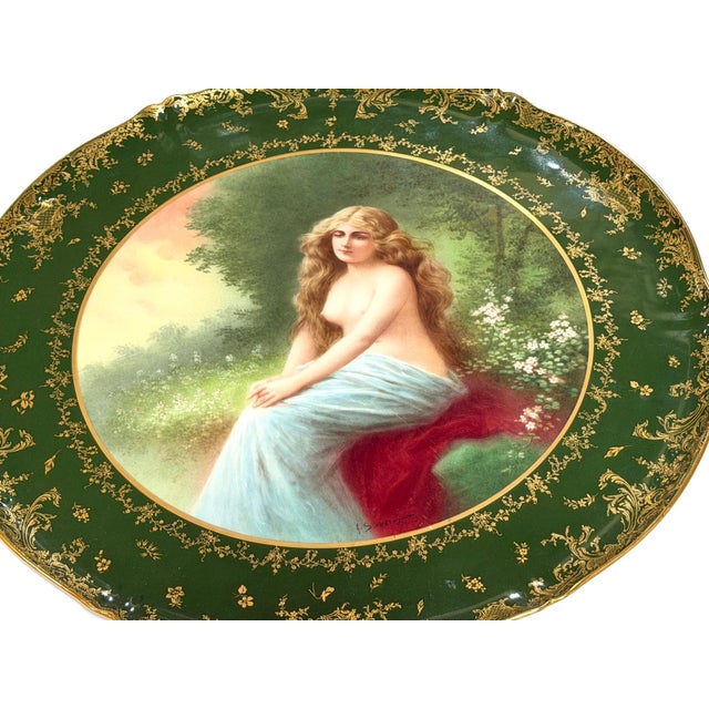 17.5" Theodore Haviland Limoges Vienna Style Portrait Charger, Solitude, c. 1900 For Sale - Image 13 of 15