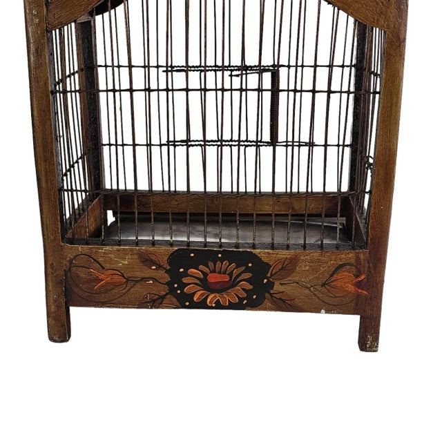 Large French Brown Wood Bird Cage For Sale - Image 10 of 13