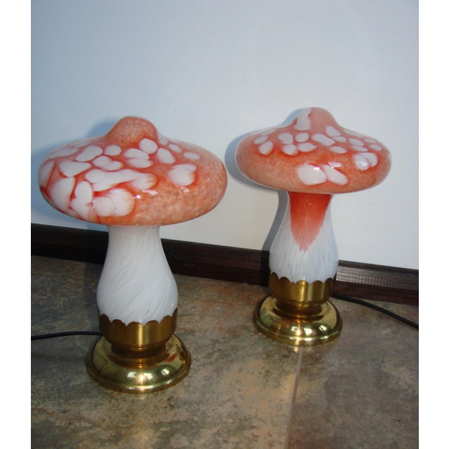 Metal Vintage Mushrooms Table Lamps, 1980s, Set of 2 For Sale - Image 7 of 10
