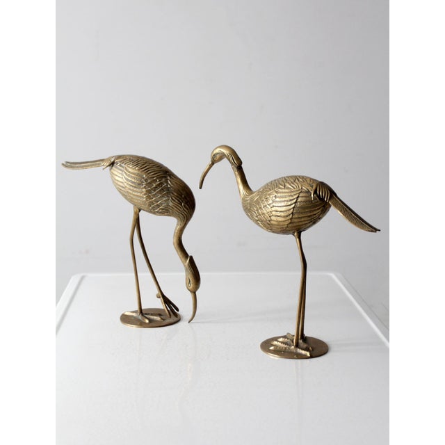 Mid Century Brass Heron Figurines Pair For Sale - Image 6 of 12