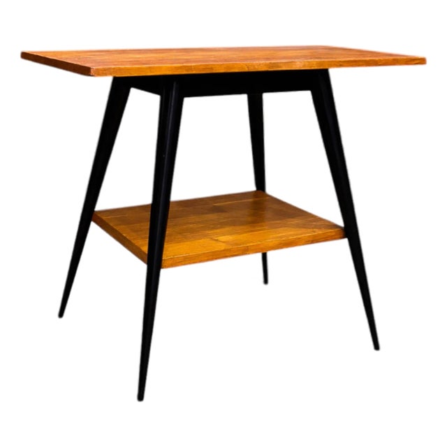 Side Table With a Swivel Top in Pau Marfim & Ebony Finish, Unknown, 1950s For Sale