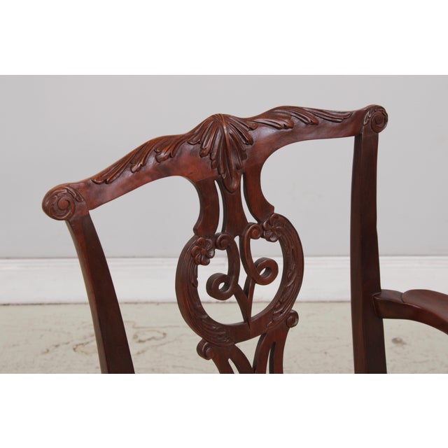 1990s Set of 8 Baker Chippendale Mahogany Dining Room Chairs For Sale - Image 5 of 18