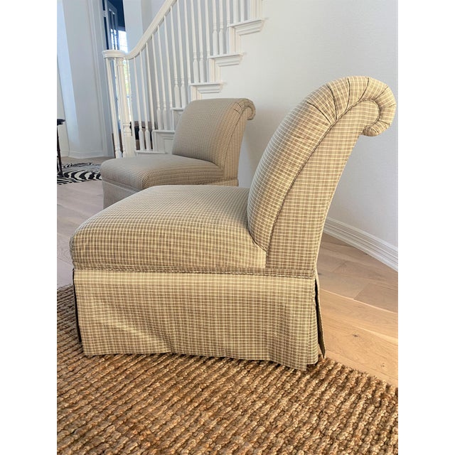 Baker Skirted Slipper Chairs From the Crown & Tulip Collection a Pair