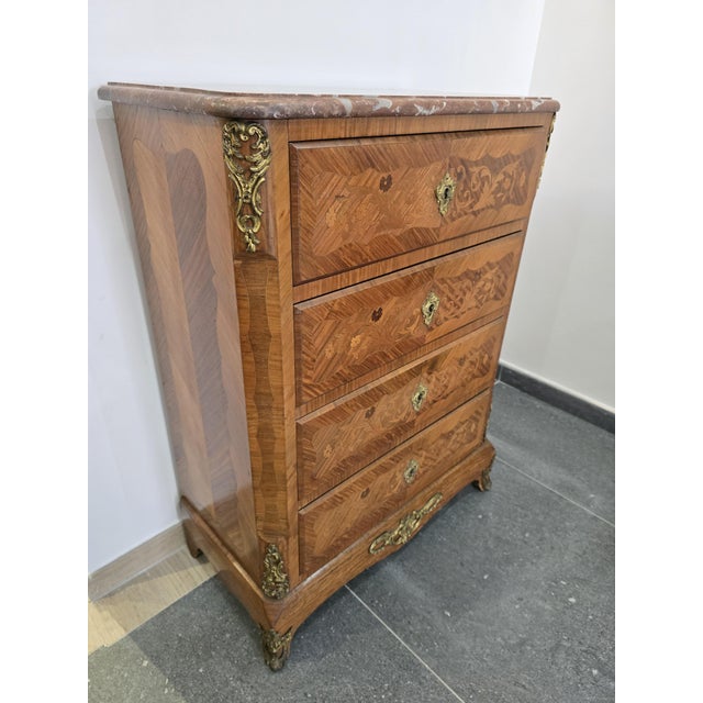 Louis XV Style Marquetry Chiffonier For Sale - Image 4 of 18