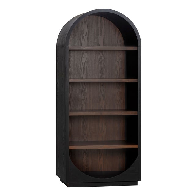 Boho Chic Marlow Black Wood Bookcase For Sale - Image 3 of 9
