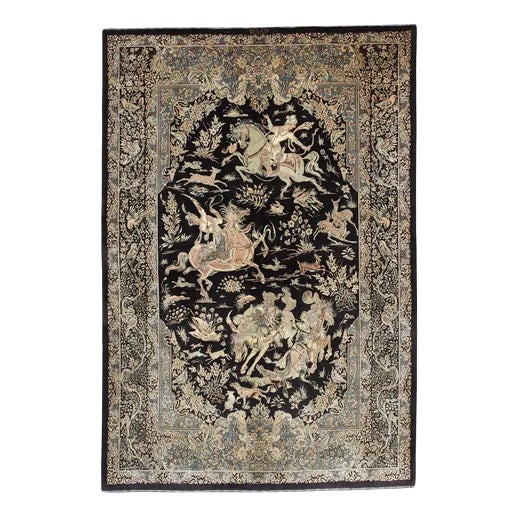 Middle Eastern Qom Rug in Silk For Sale