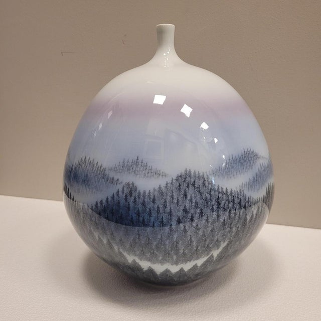 20th Century Arita Porcelain Vase Dawn in the Forest Fujii Shumei, Japan, 1950s For Sale - Image 6 of 16