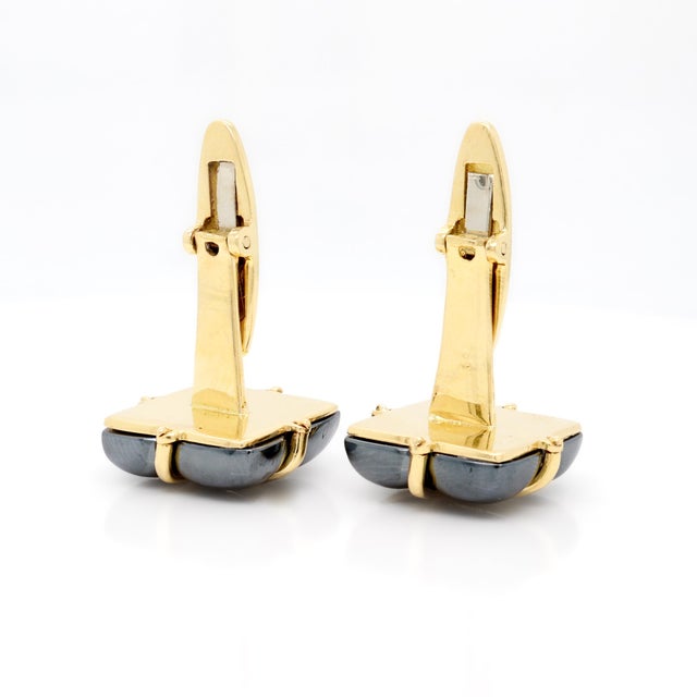 Vintage Tiffany & Co. 18k Gold and Hematite Cufflinks For Sale - Image 10 of 10