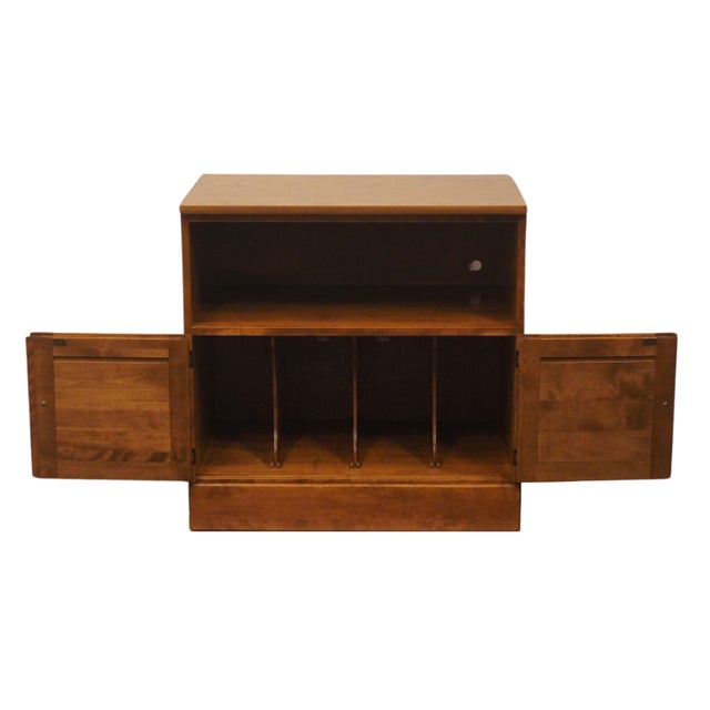 Late 20th Century Ethan Allen Heirloom Nutmeg Maple Crp Custom Room Plan 30" Shutter Door Record / Music Cabinet 10-4522p For Sale - Image 5 of 12