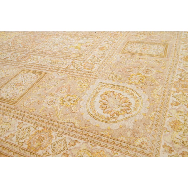 Persian Designed Persian Tabriz Beige Wool Rug Handcrafted From 1910s For Sale - Image 3 of 9