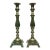 Faux Verdigris Patina Brass Candlesticks a Pair For Sale