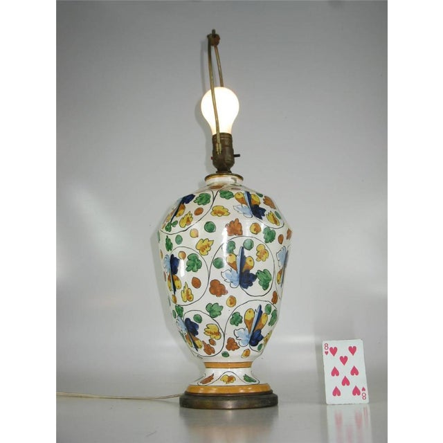 1900 Large Table Lamp Art Deco Italy Capodimonte Hand Thrown & Painted Porcelain For Sale - Image 4 of 12