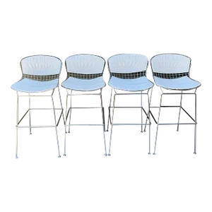 Midcentury Bertoia Style Bar Stools - Set of Four