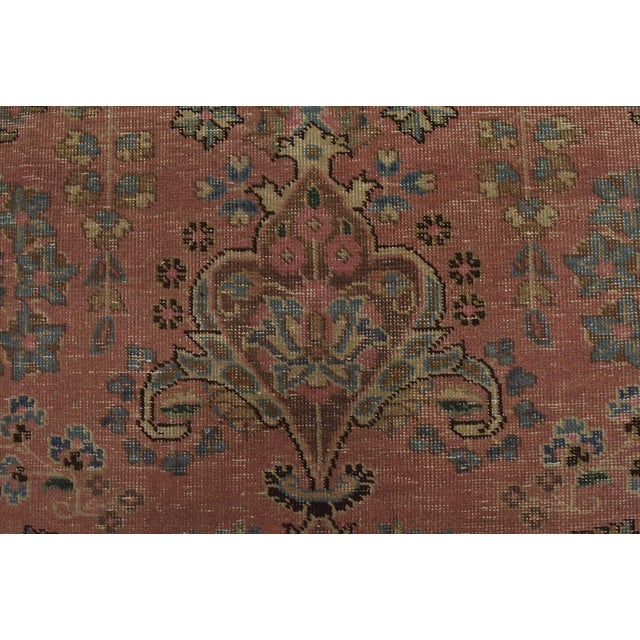 Tabriz Rug 9’6” X 12’3” Pink Wool Vintage Distressed Hand-Knotted Carpet For Sale - Image 9 of 15