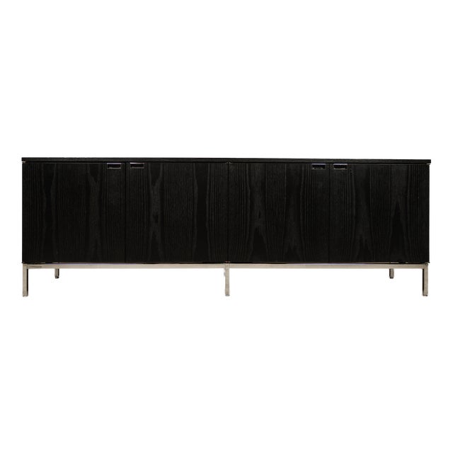 Sideboard in Black Oak and Chrome by Florence Knoll Bassett for Knoll International, 1960s For Sale