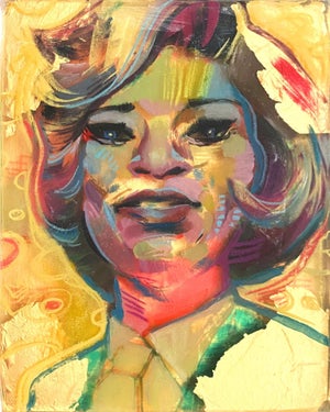 Jackie by Marc Scheff | Resin, Oil, and Caran d'Ache Portrait of a Woman