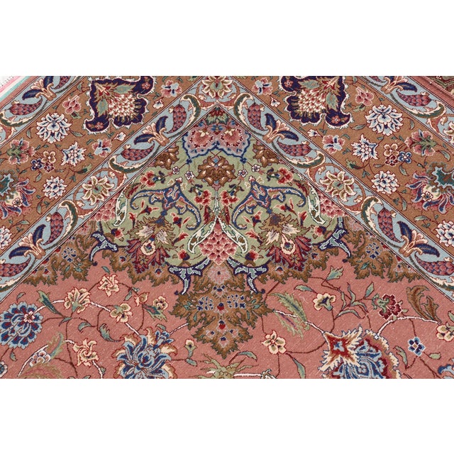 Vintage Persian Tabriz Rug With Silk Accents and Floral Medallion Design For Sale - Image 16 of 16