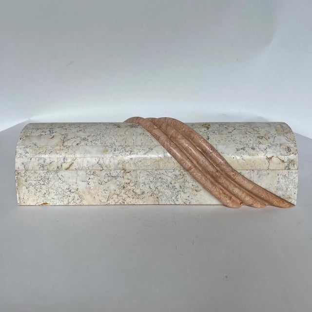 Tessellated marble storage box by Maitland Smith