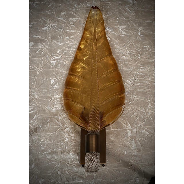 Metal Amber Murano Glass Wall Sconce, 1980s For Sale - Image 7 of 9