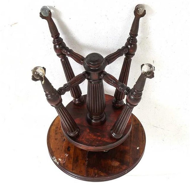 Antique Piano Stool W Brass & Glass Ball & Claw Feet For Sale In New York - Image 6 of 9