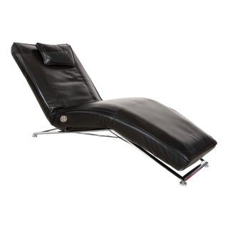 Jonas Lounger in Black Leather with Jeremiah Chrome Frame from Koinor For Sale