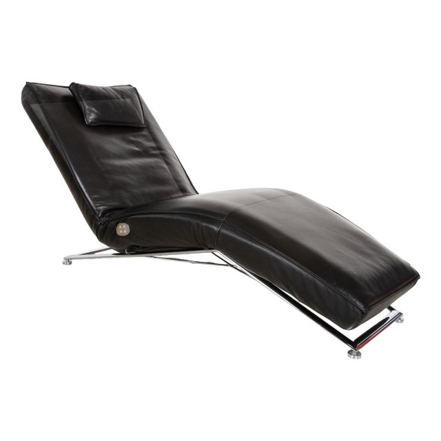 Jonas Lounger in Black Leather with Jeremiah Chrome Frame from Koinor For Sale