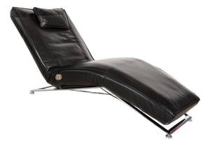 Jonas Lounger in Black Leather with Jeremiah Chrome Frame from Koinor