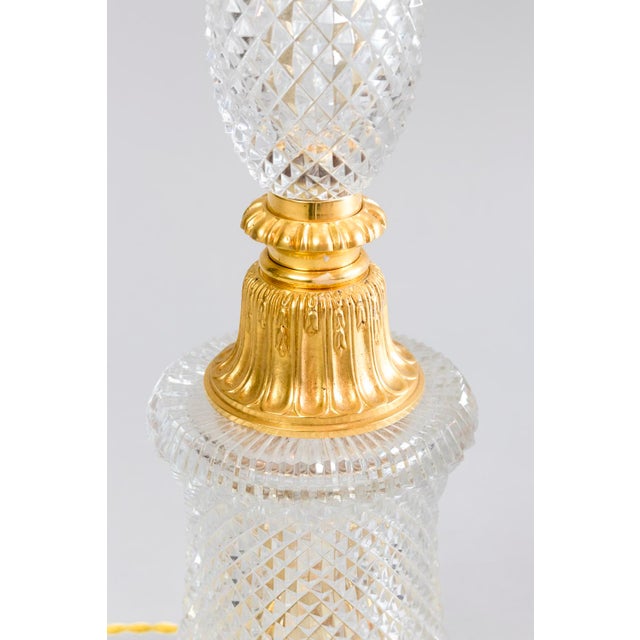 Large Empire Style Cut Crystal and Gilt Bronze Table Lamp, 1940s For Sale - Image 4 of 7
