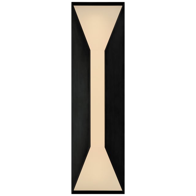Kelly Wearstler for Visual Comfort Signature Stretto Medium Sconce in Bronze with Frosted Glass For Sale