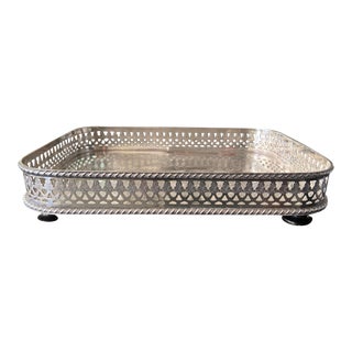 Vintage I. Freeman Silver Plate Gallery Tray For Sale