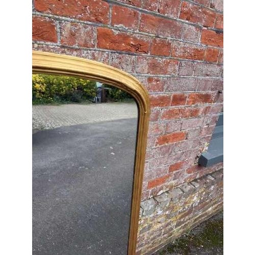 Large Antique English Carved Wood and Gesso Gilt Overmantle Mirror, 1800s For Sale - Image 3 of 8