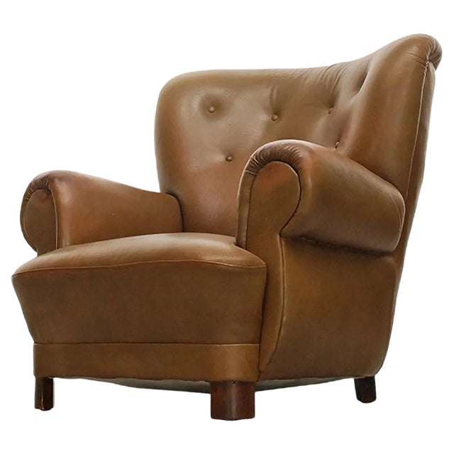 Vintage Danish Club Chair in Leather For Sale