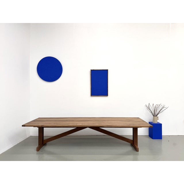 Maison lecan presents this large refectory table in solid pine, france, 1970s. 319 cm long, approximately 120 kg. this...