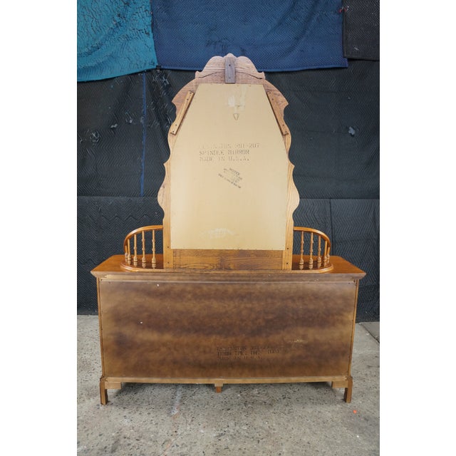 Late 20th Century Lexington Victorian Sampler Collection Oak 391 Spindle Mirror Dresser Chest For Sale - Image 16 of 18