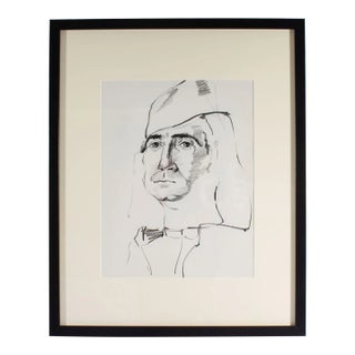 Charcoal Portrait Drawing of a Man by James L. Bruch For Sale