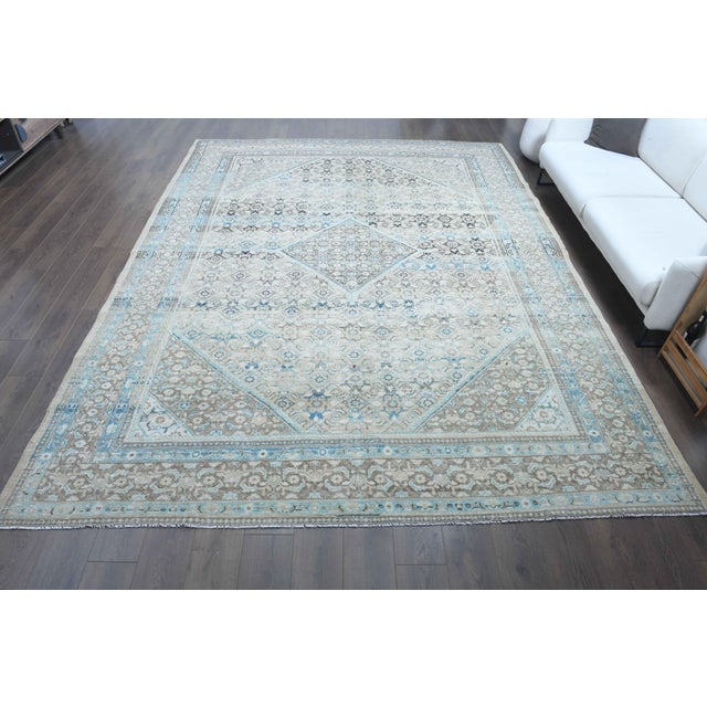 Persian 1970s Vintage Persian Handmade Wool Cotton Light Brown Area Rug For Sale - Image 3 of 11